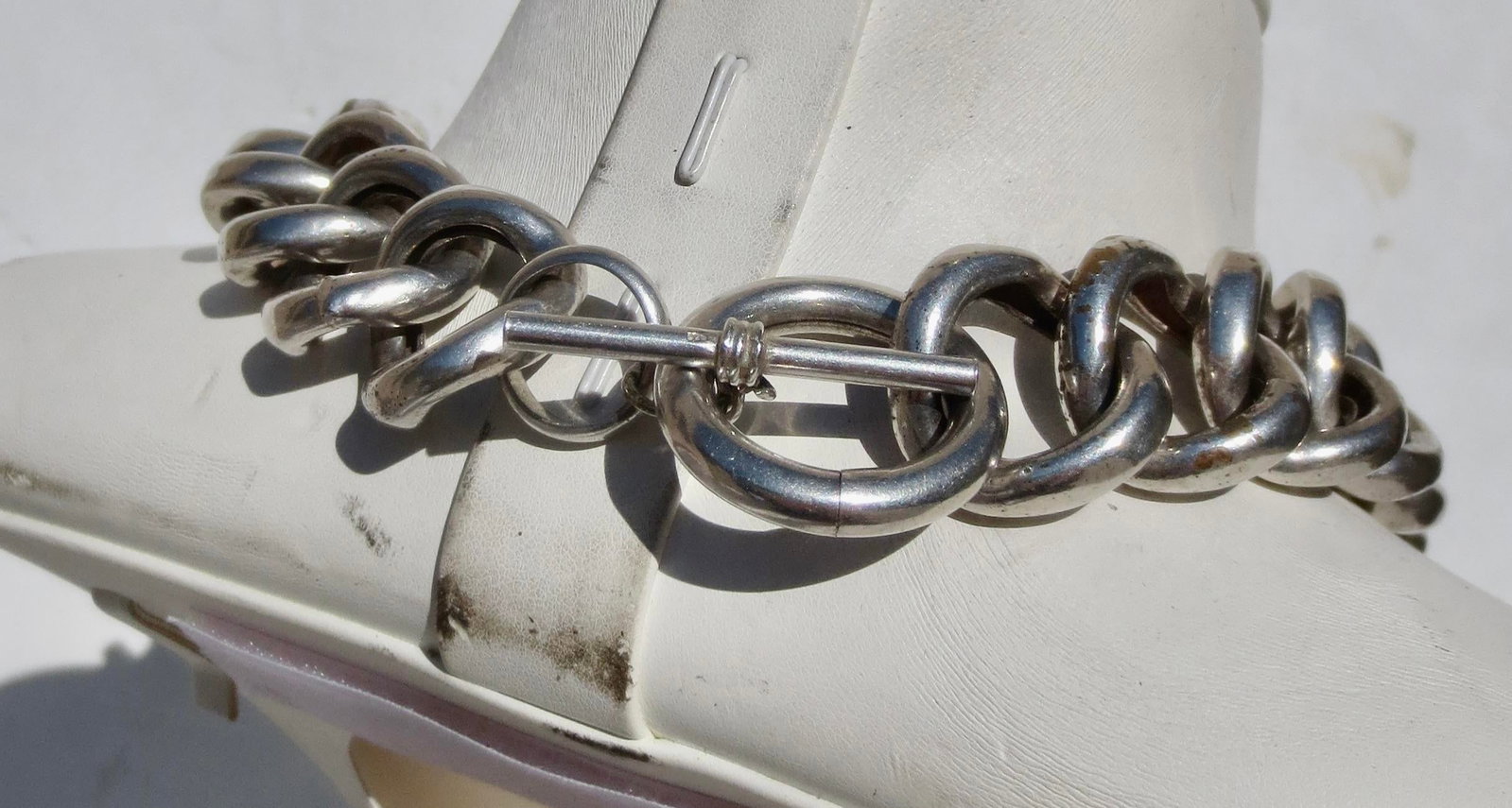 Large Hollow Link Sterling Silver Necklace - 6