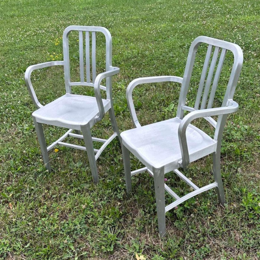1990s Emeco Brushed Aluminum Armchairs, Pair - 2