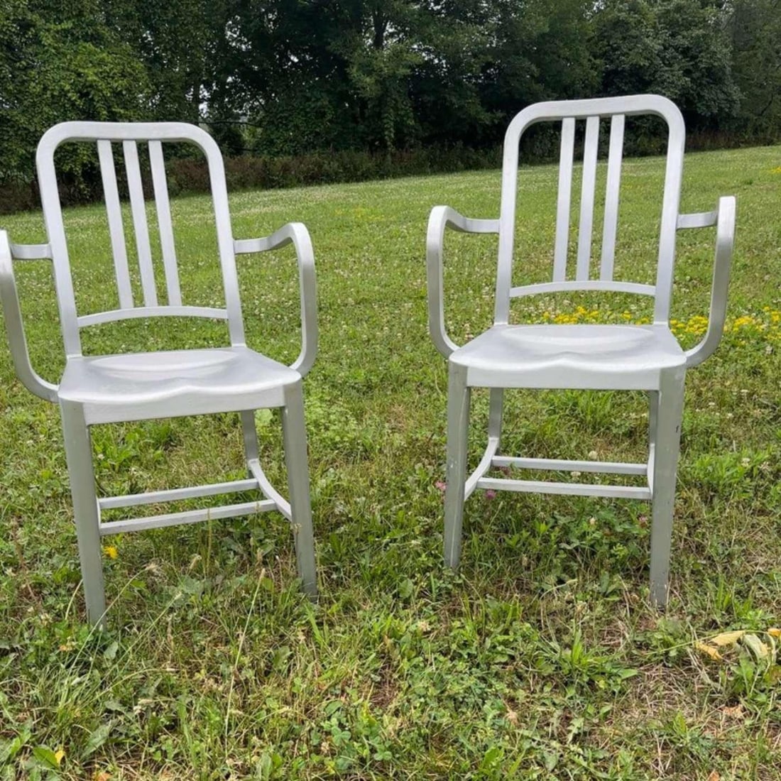 1990s Emeco Brushed Aluminum Armchairs, Pair - 3