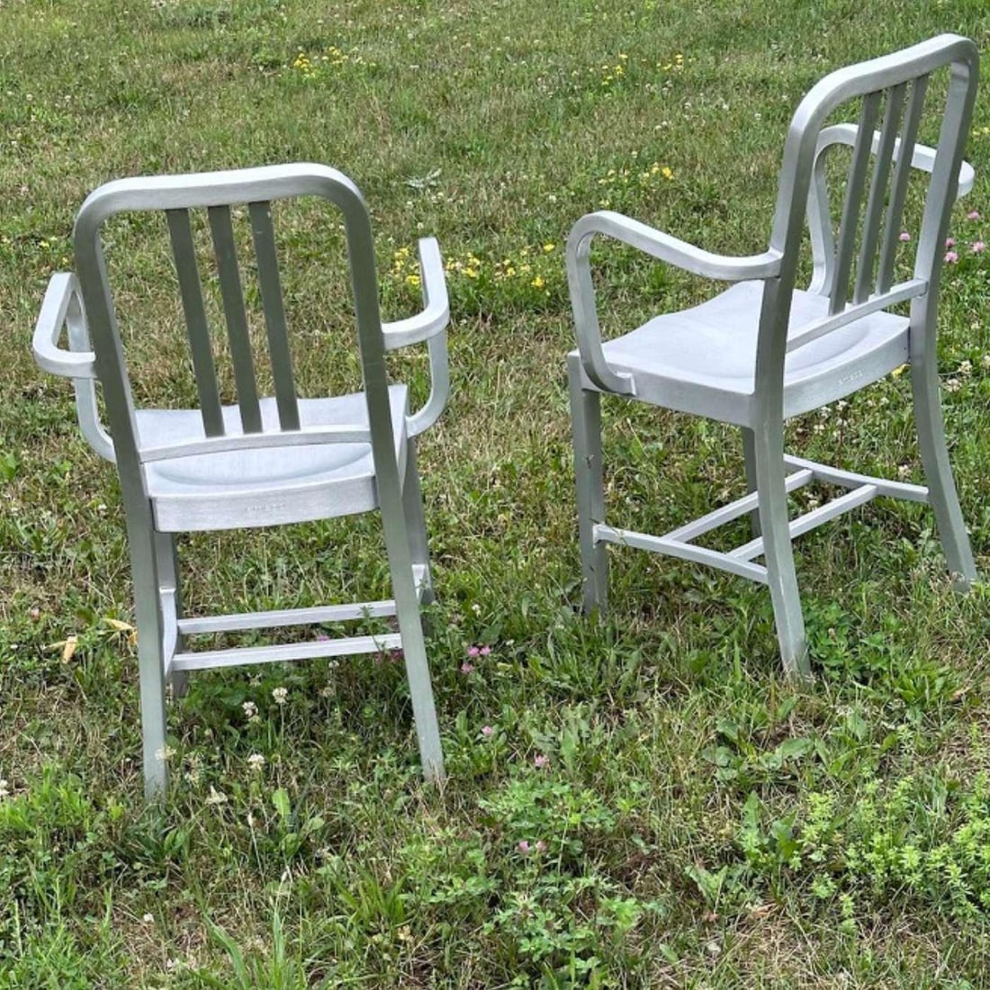 1990s Emeco Brushed Aluminum Armchairs, Pair - 4