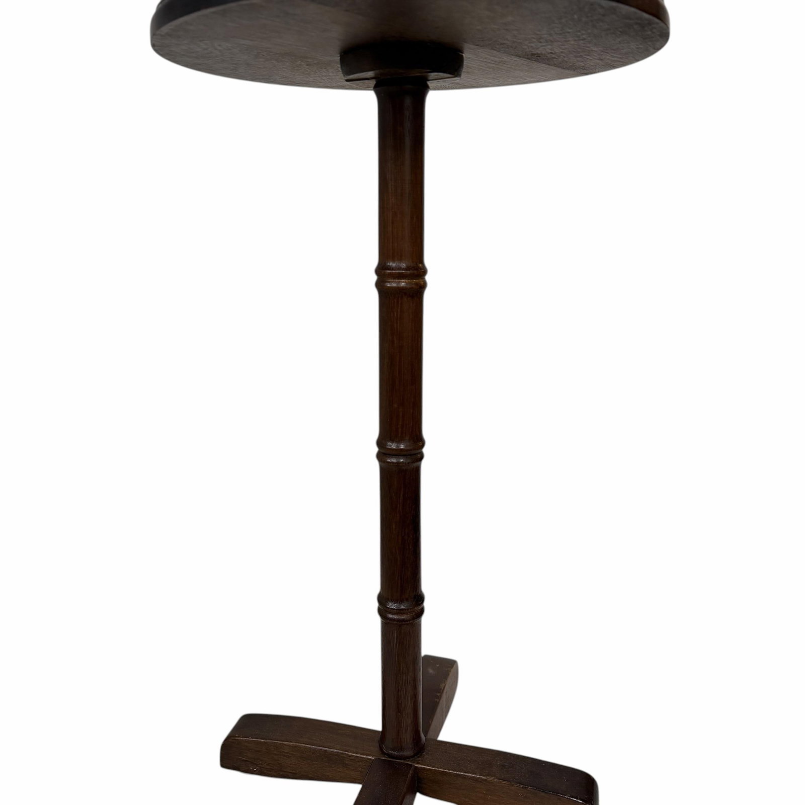 Vintage Round Faux Bamboo Pedestal Drink Side Table - 2
