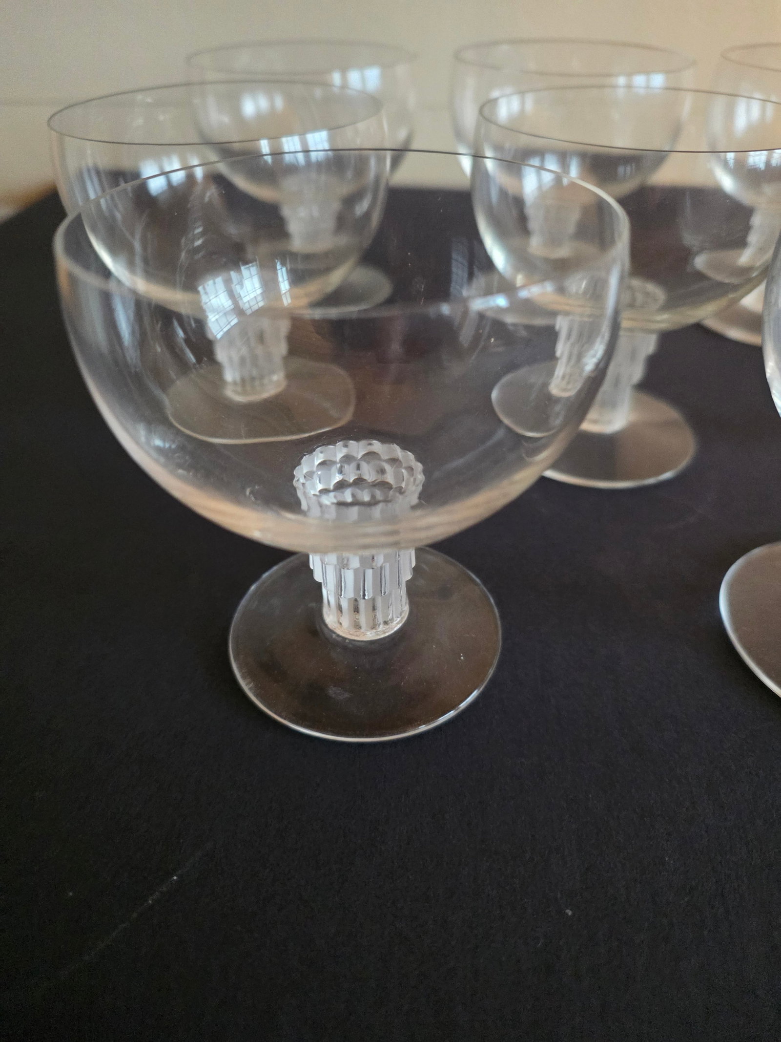 1930s Lalique Art Deco "Bamboo" Pattern Cordials Set of Eight - 11