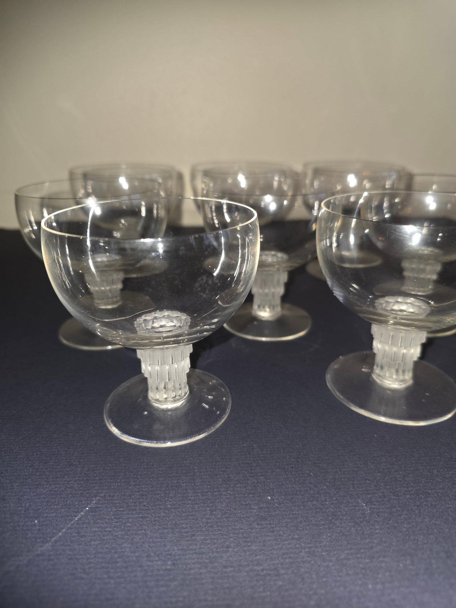 1930s Lalique Art Deco "Bamboo" Pattern Cordials Set of Eight - 13