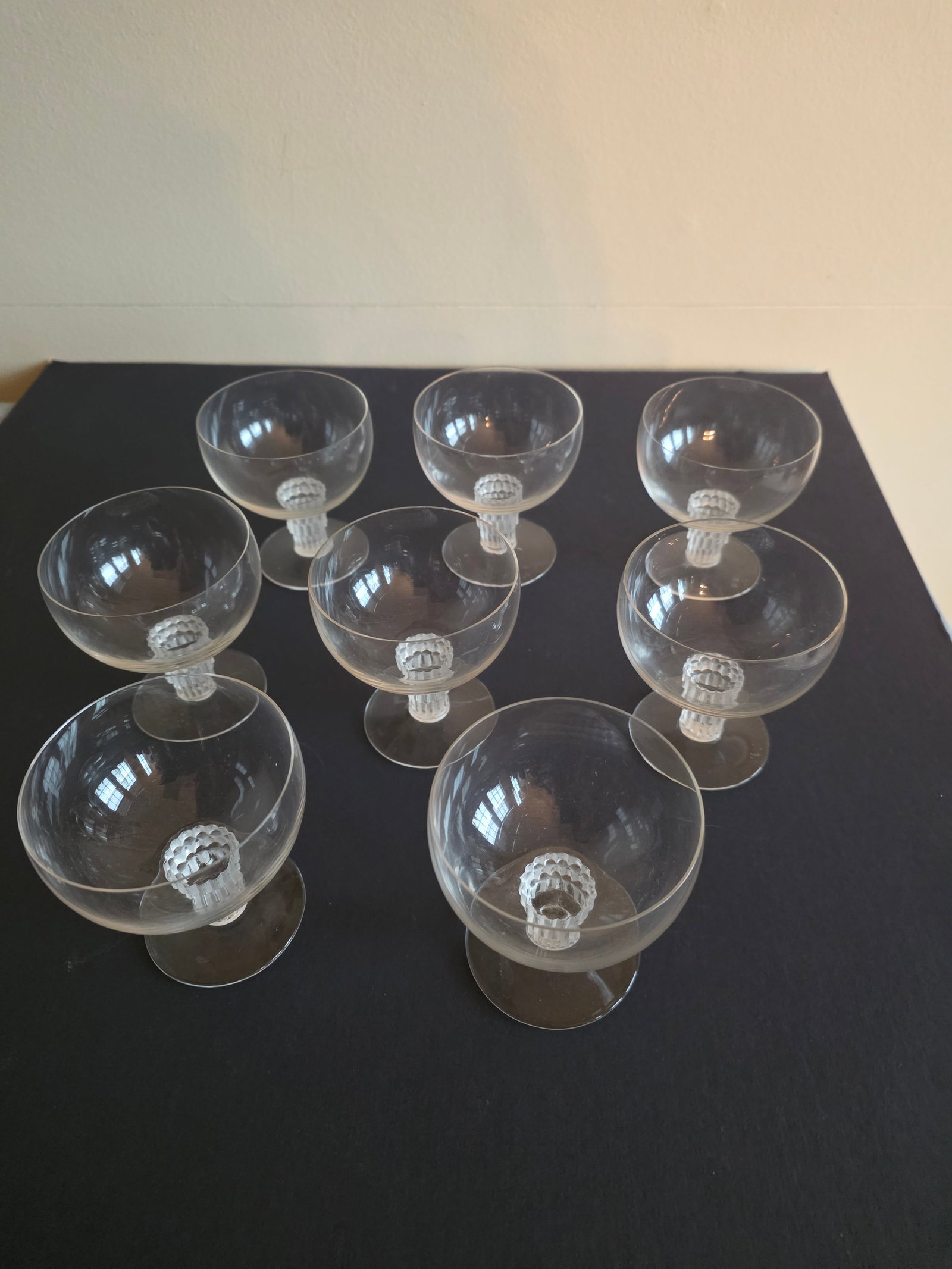 1930s Lalique Art Deco "Bamboo" Pattern Cordials Set of Eight - 2