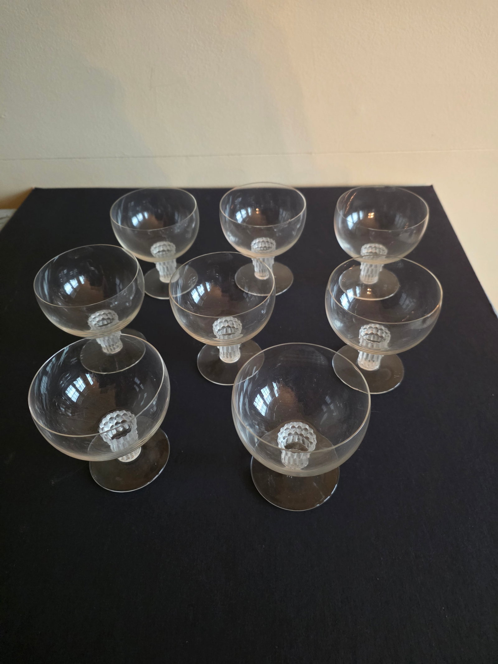 1930s Lalique Art Deco "Bamboo" Pattern Cordials Set of Eight - 3