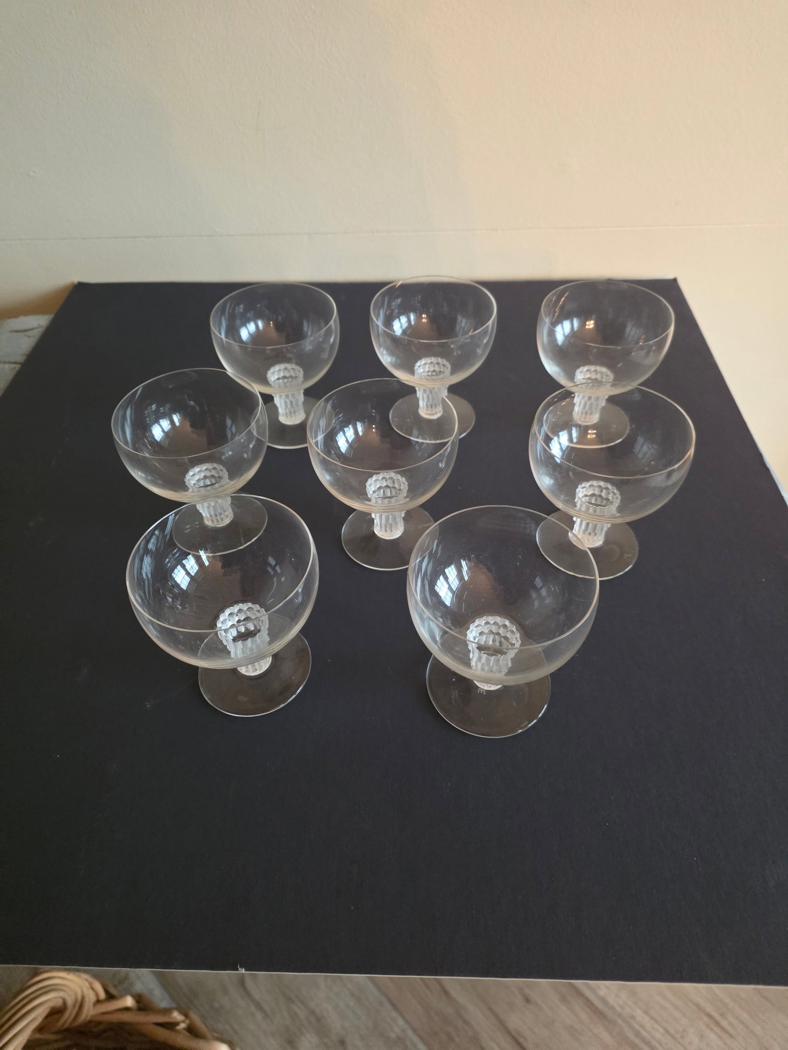 1930s Lalique Art Deco "Bamboo" Pattern Cordials Set of Eight - 4