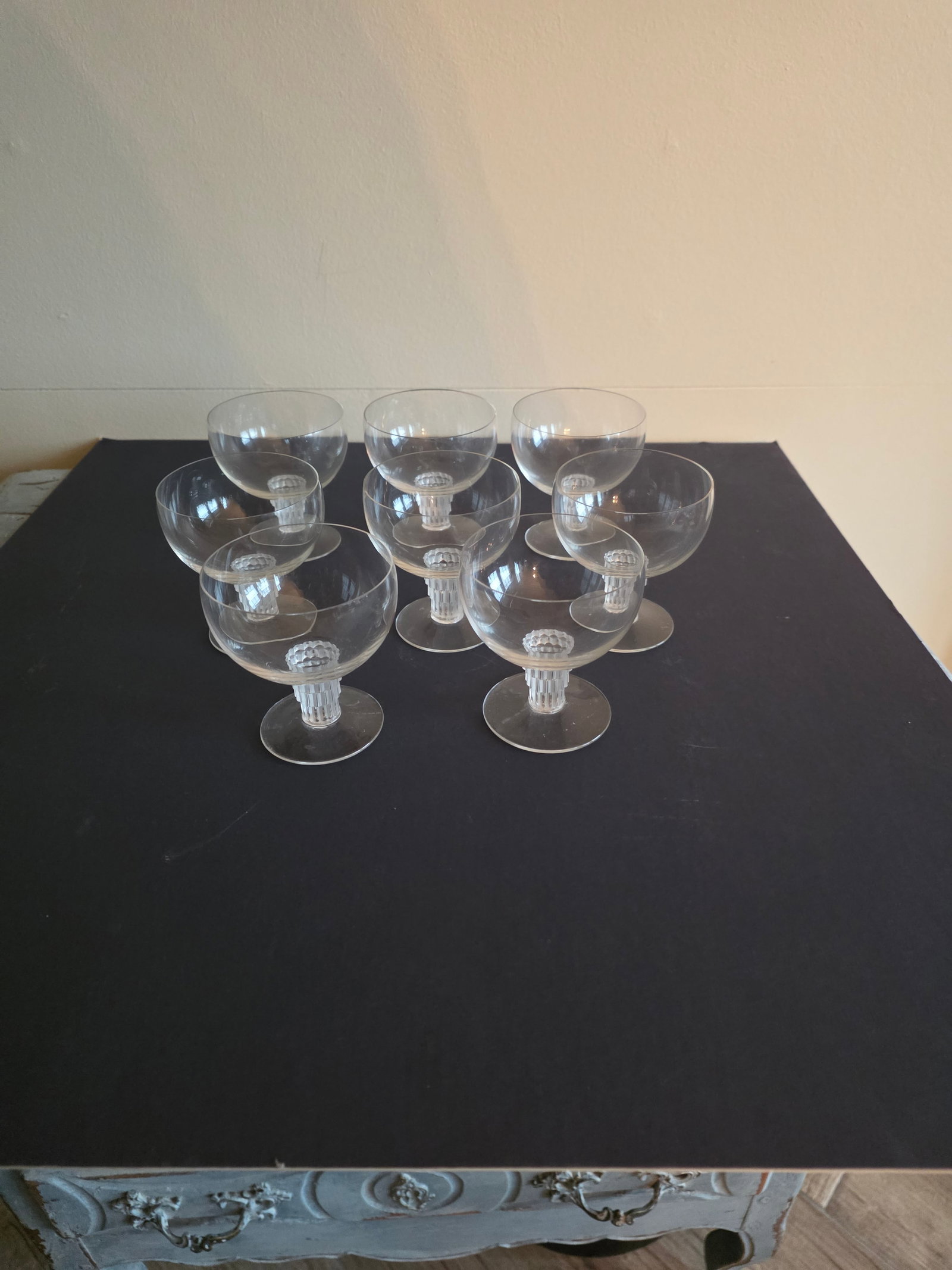 1930s Lalique Art Deco "Bamboo" Pattern Cordials Set of Eight - 6