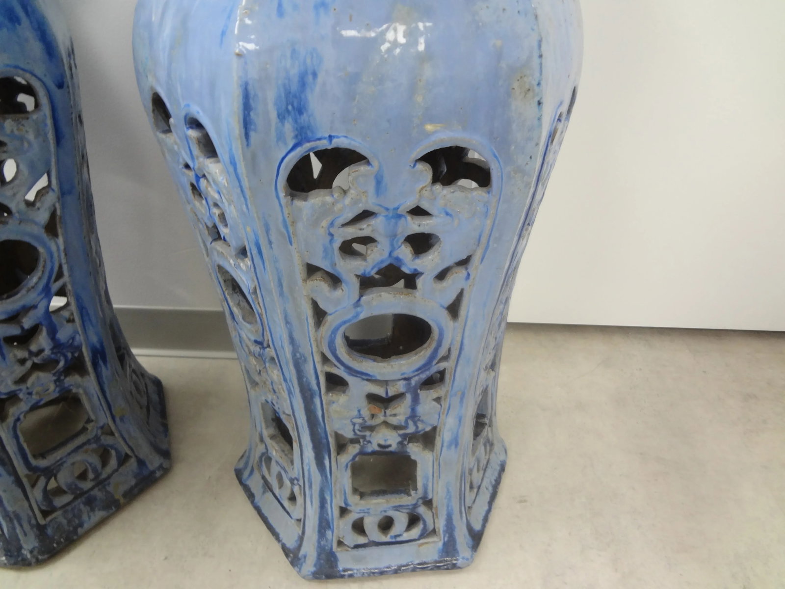 Early 20th Century Chinese Glazed Terra Cotta Pedestals or Stands-A Pair - 3