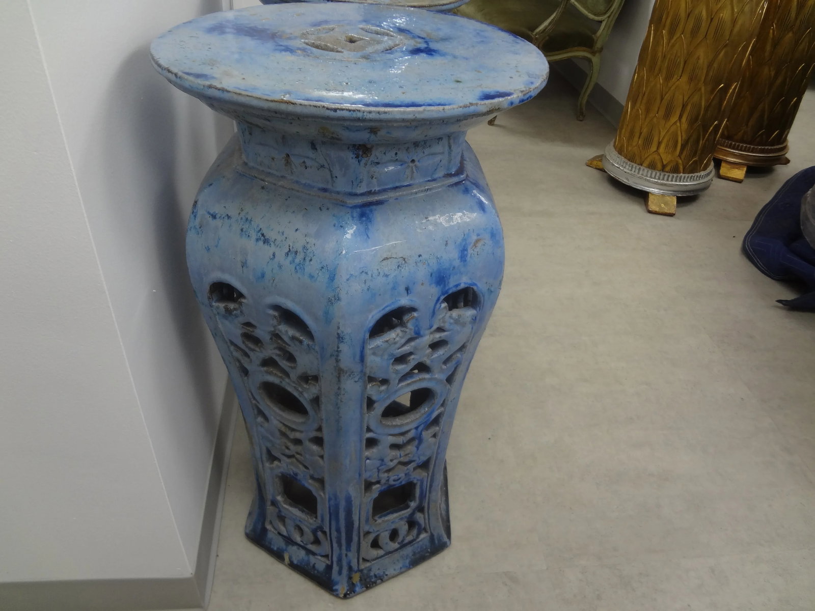 Early 20th Century Chinese Glazed Terra Cotta Pedestals or Stands-A Pair - 6