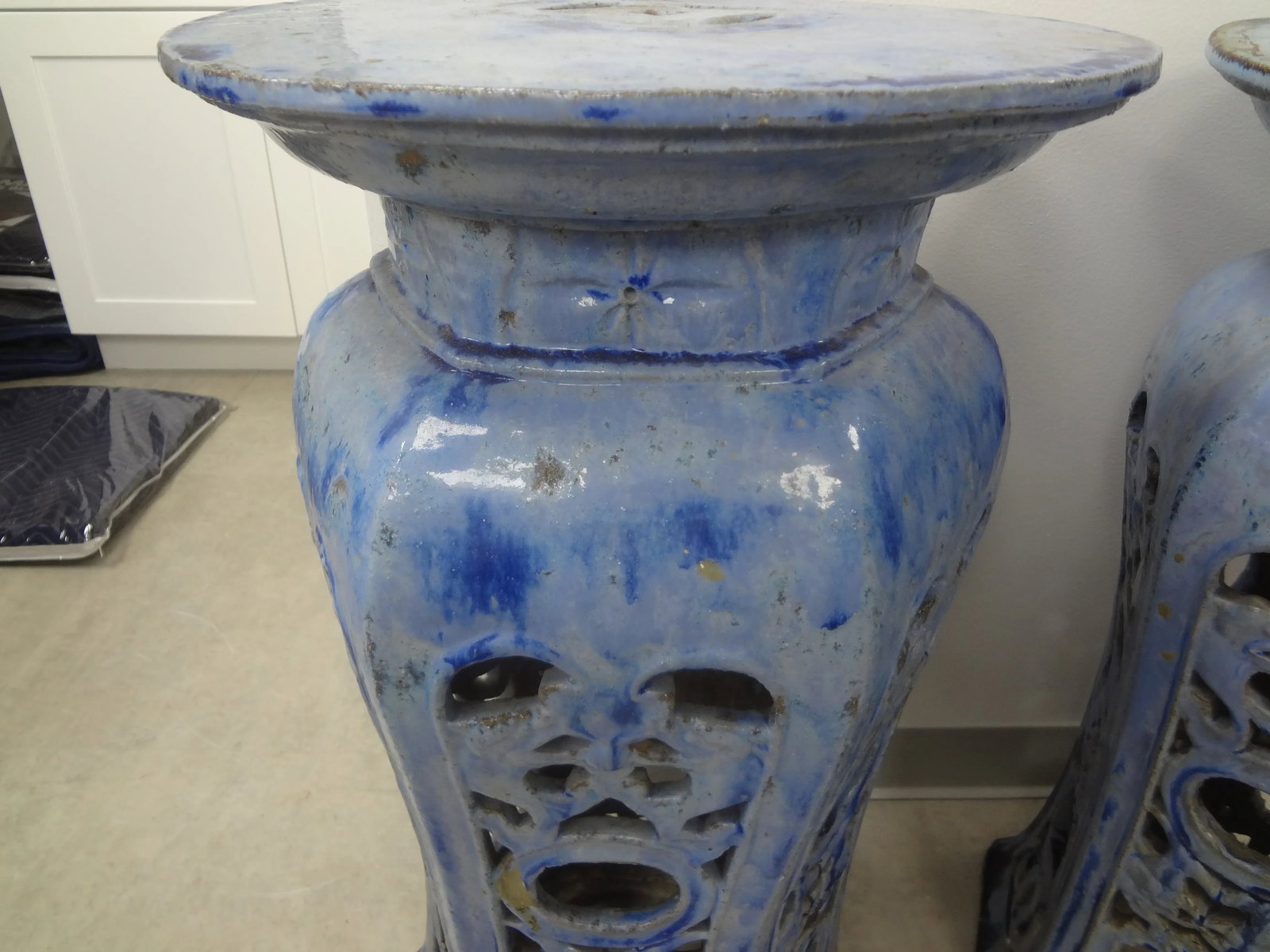 Early 20th Century Chinese Glazed Terra Cotta Pedestals or Stands-A Pair - 9