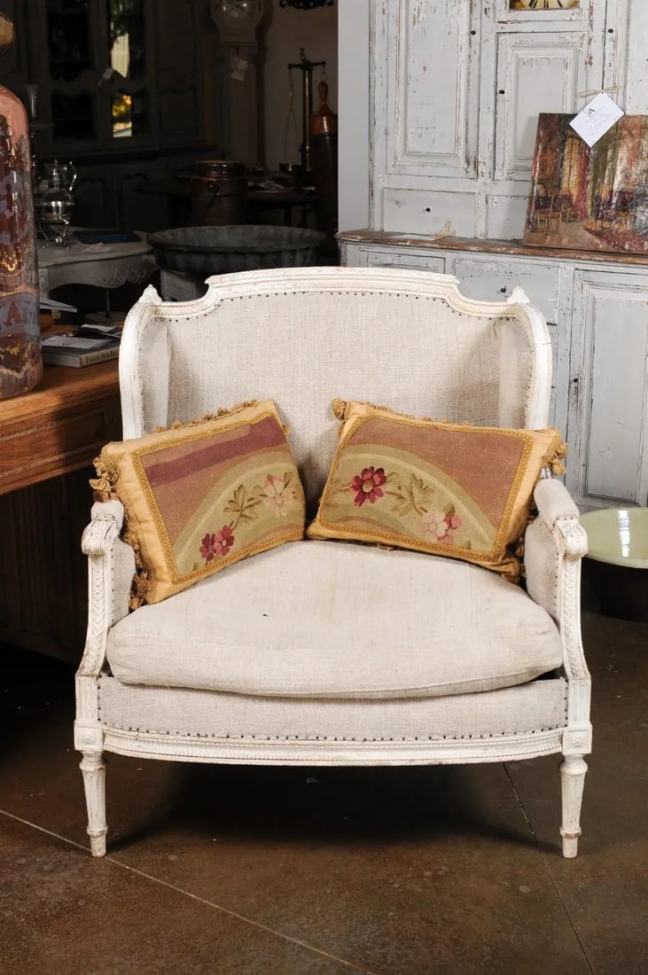 French 19th Century Aubusson Tapestry Pillows with Flowers & Tassels - a Pair - 4