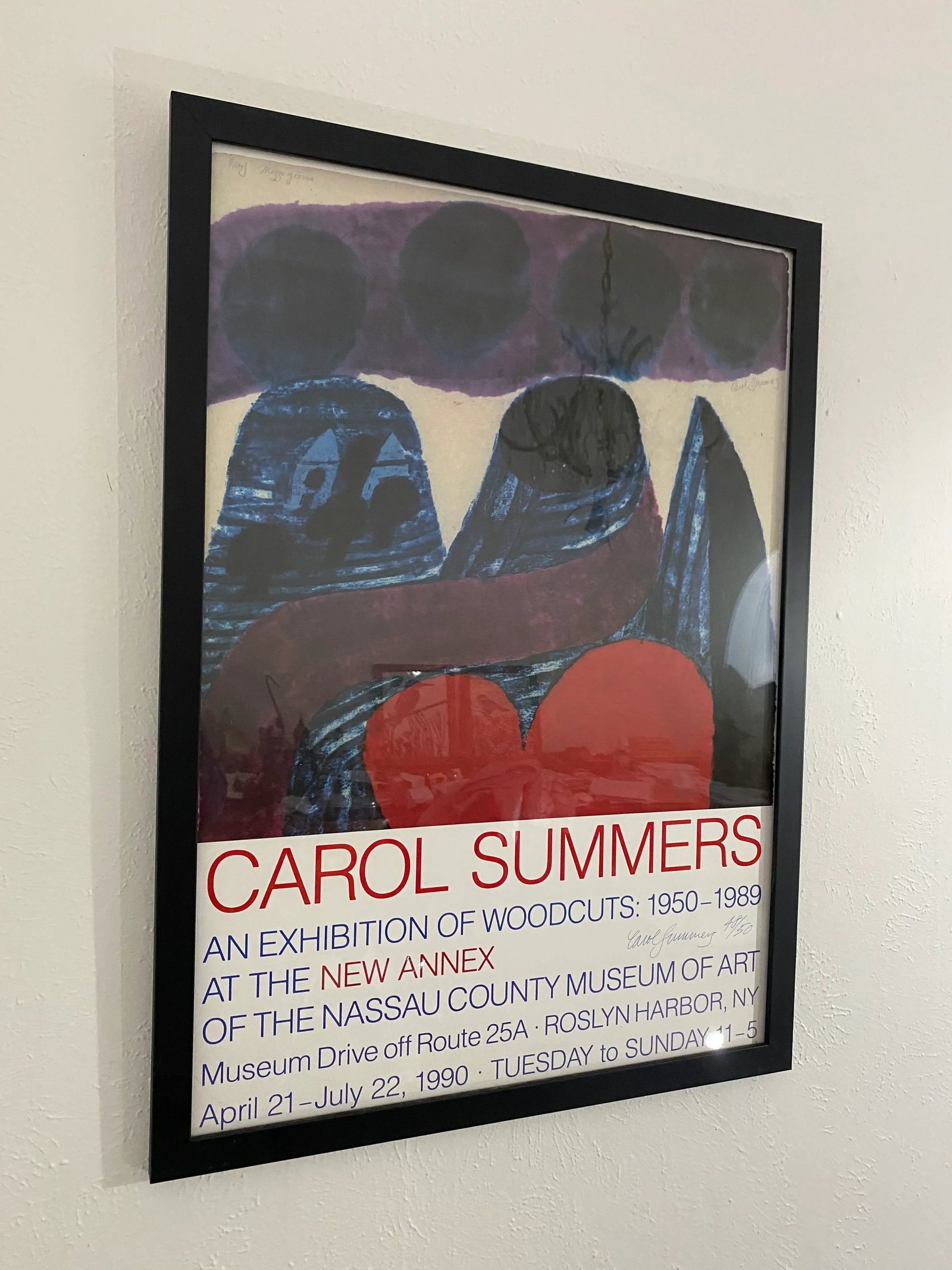 1990s Nassau County Museum of Art Carol Summers Exhibition Artist's Proof Signed Poster, Framed - 8