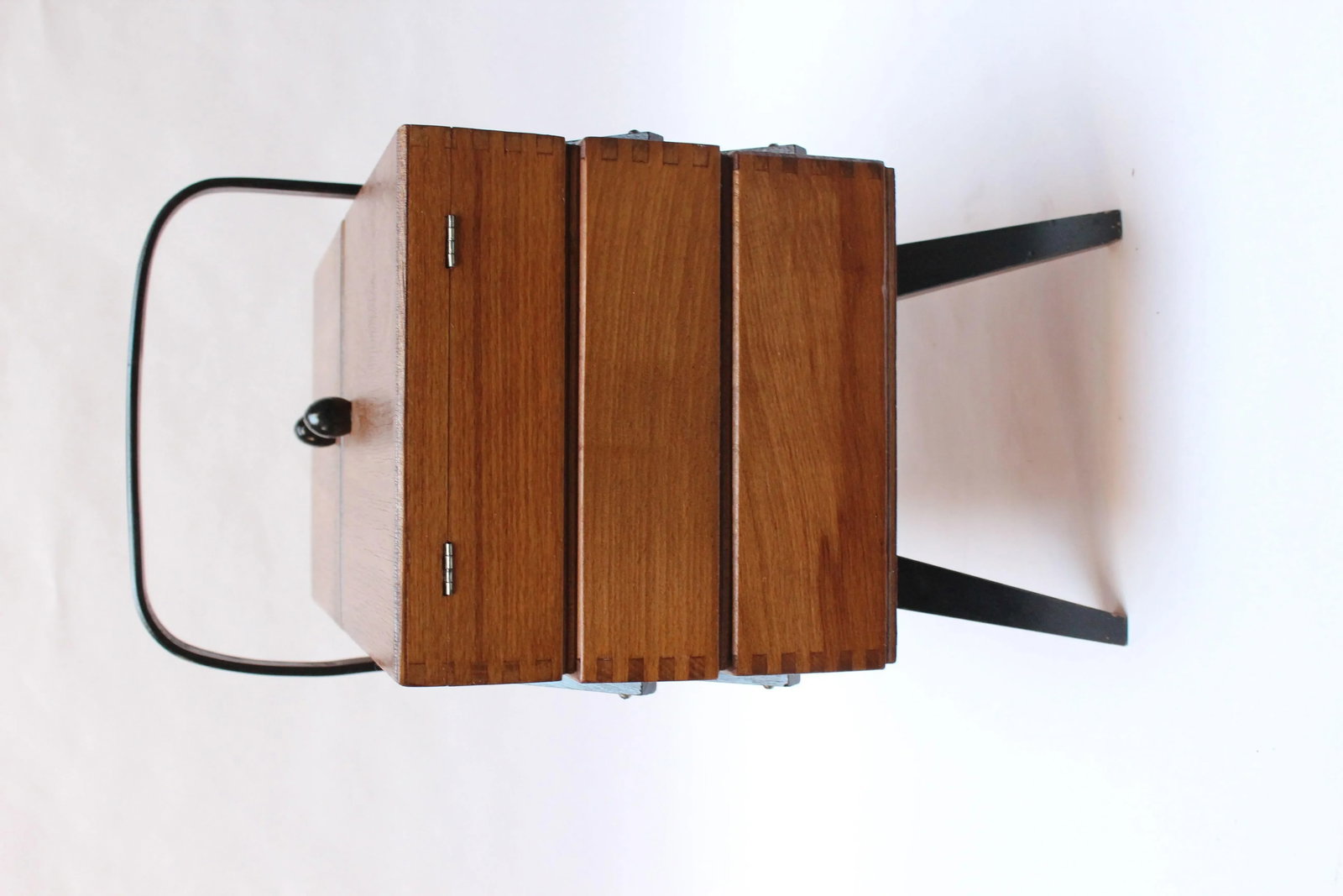 Mid-Century American Modern Stained Oak Extendable Sewing Stand - 4