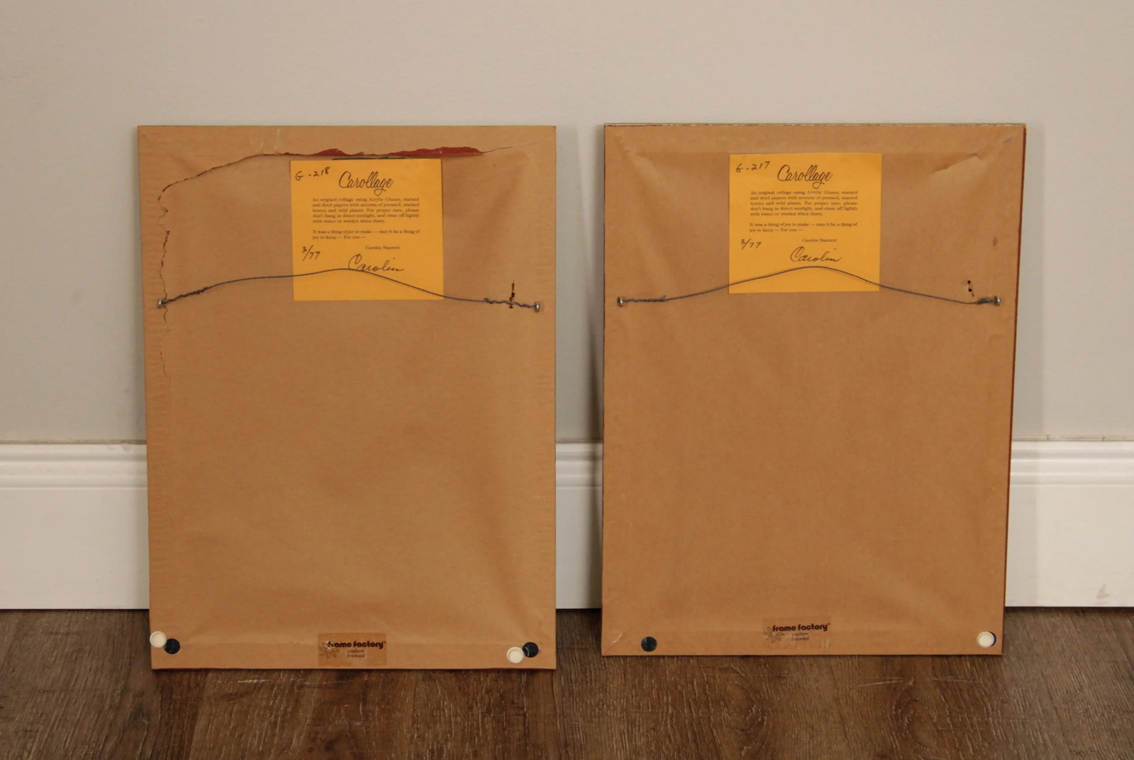 Caroline Starrett Pressed Botanical Mixed Media Collages - A Pair - 12