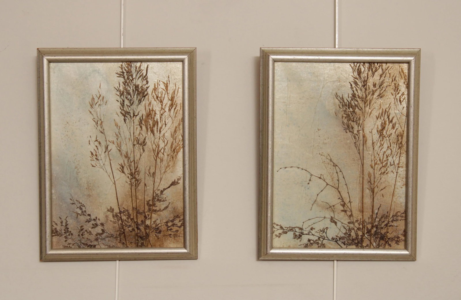 Caroline Starrett Pressed Botanical Mixed Media Collages - A Pair - 2