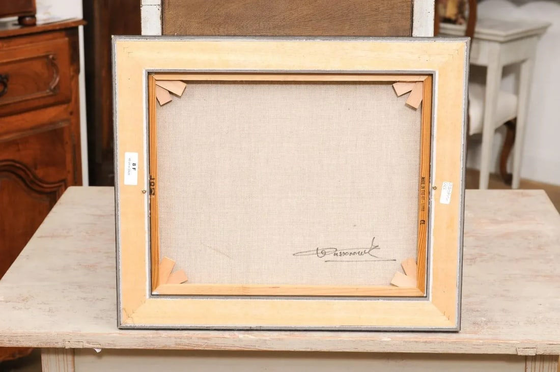 French Late 20th Century Framed and Signed Oil on Canvas Barnyard Scene Painting - 5