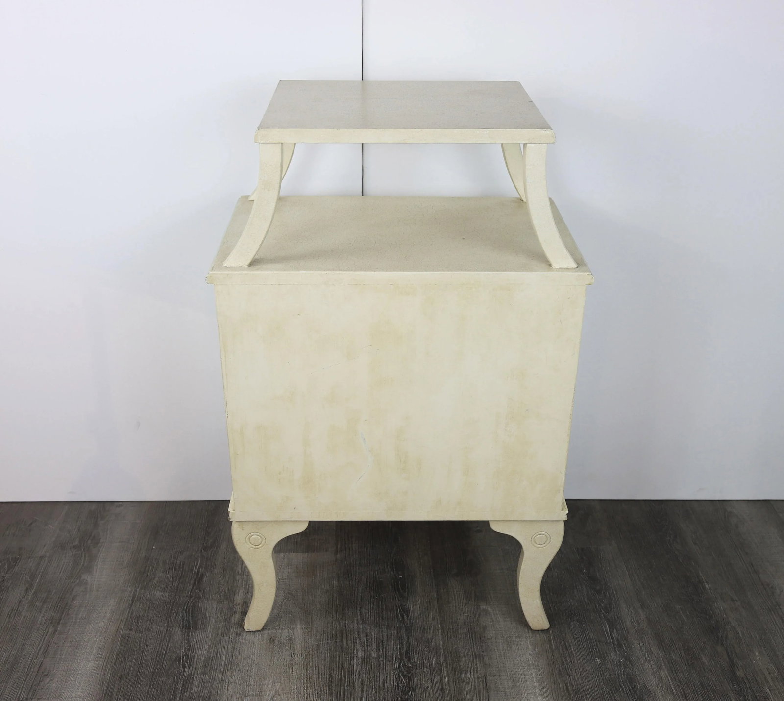 Vintage English-Style Hand-Painted Flower Double-Layer Side Table - 7