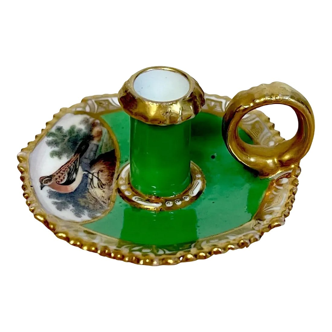 19th Century Antique Spode Ornithological Miniature Chamberstick (1 of 12)