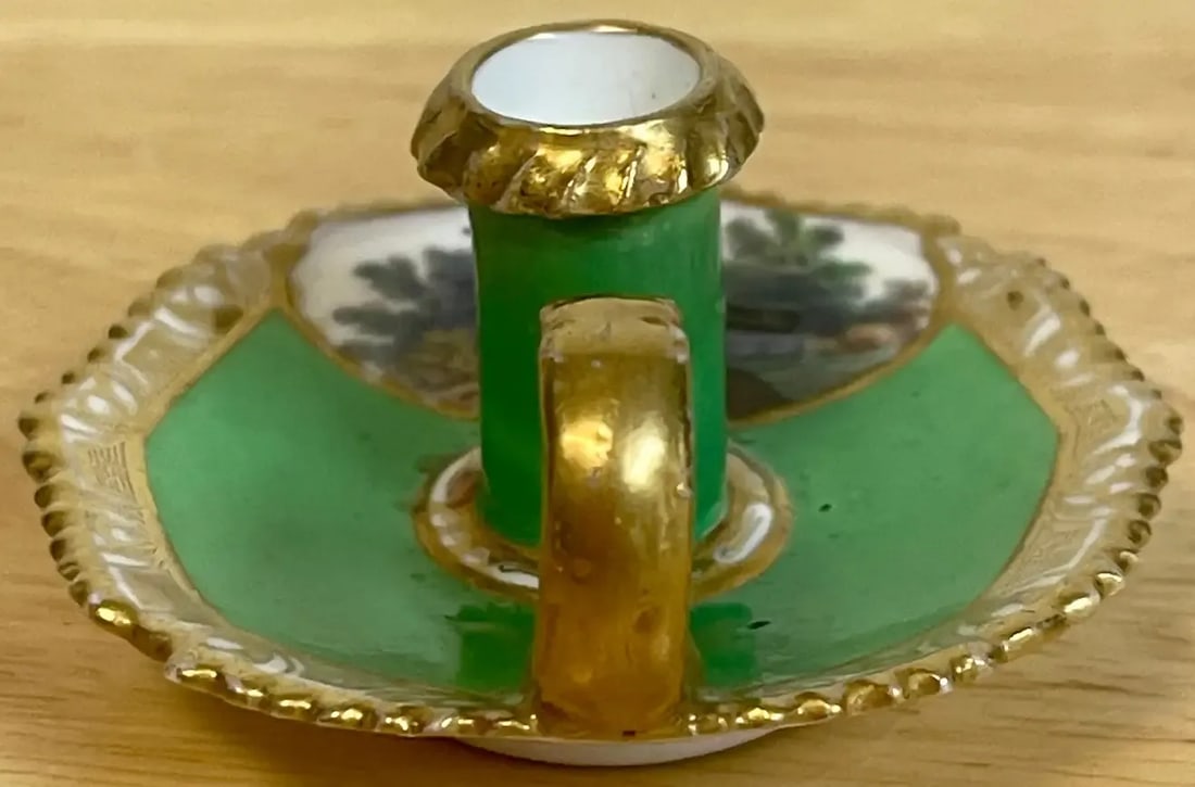 19th Century Antique Spode Ornithological Miniature Chamberstick - 4
