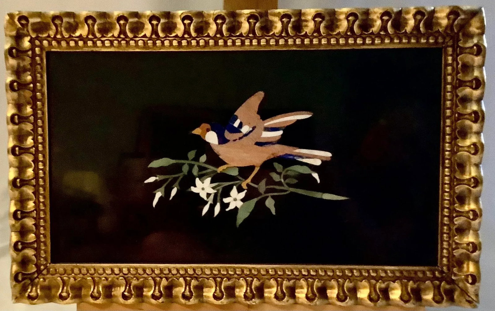 Vintage Italian Pietra Dura Mosaic Plaque on Marble, Framed (2) - 7