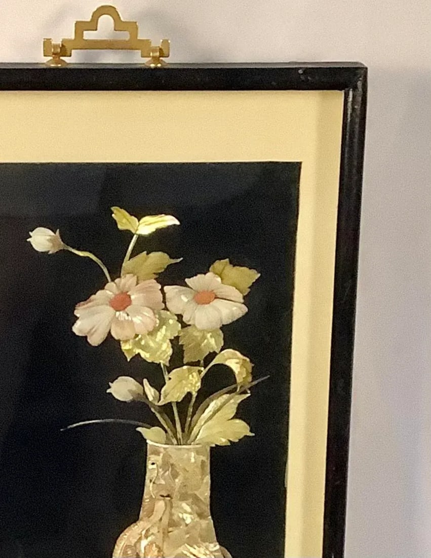 Vintage Chinese Shadowboxes With 3d Abalone Shell Art, Set of Four - 6