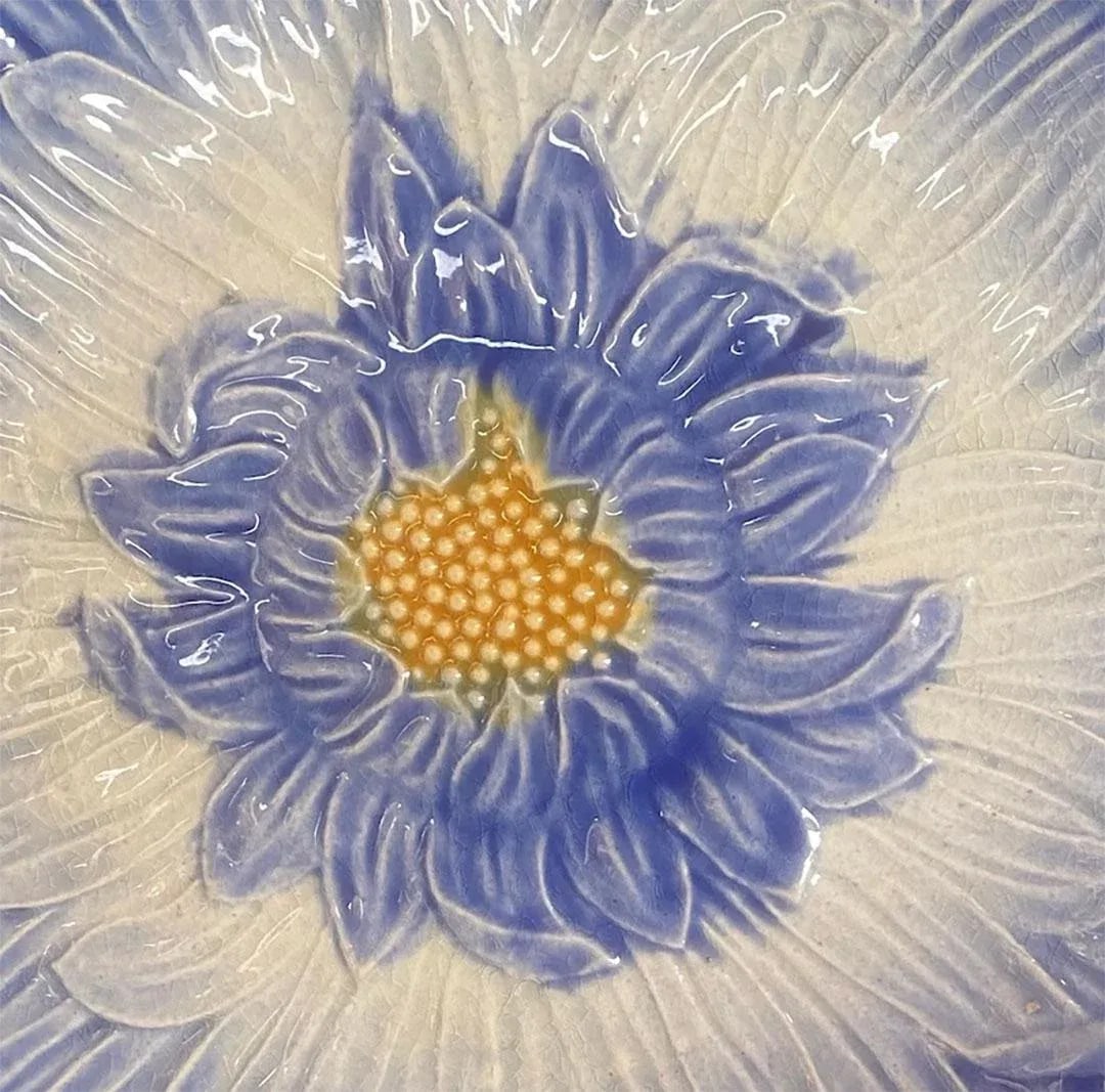 Orchies Majolica Blue Dahlia Plate - 2