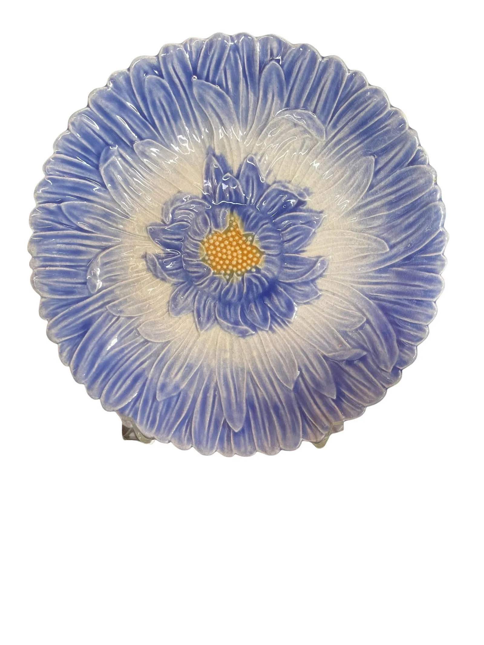 Orchies Majolica Blue Dahlia Plate - 3