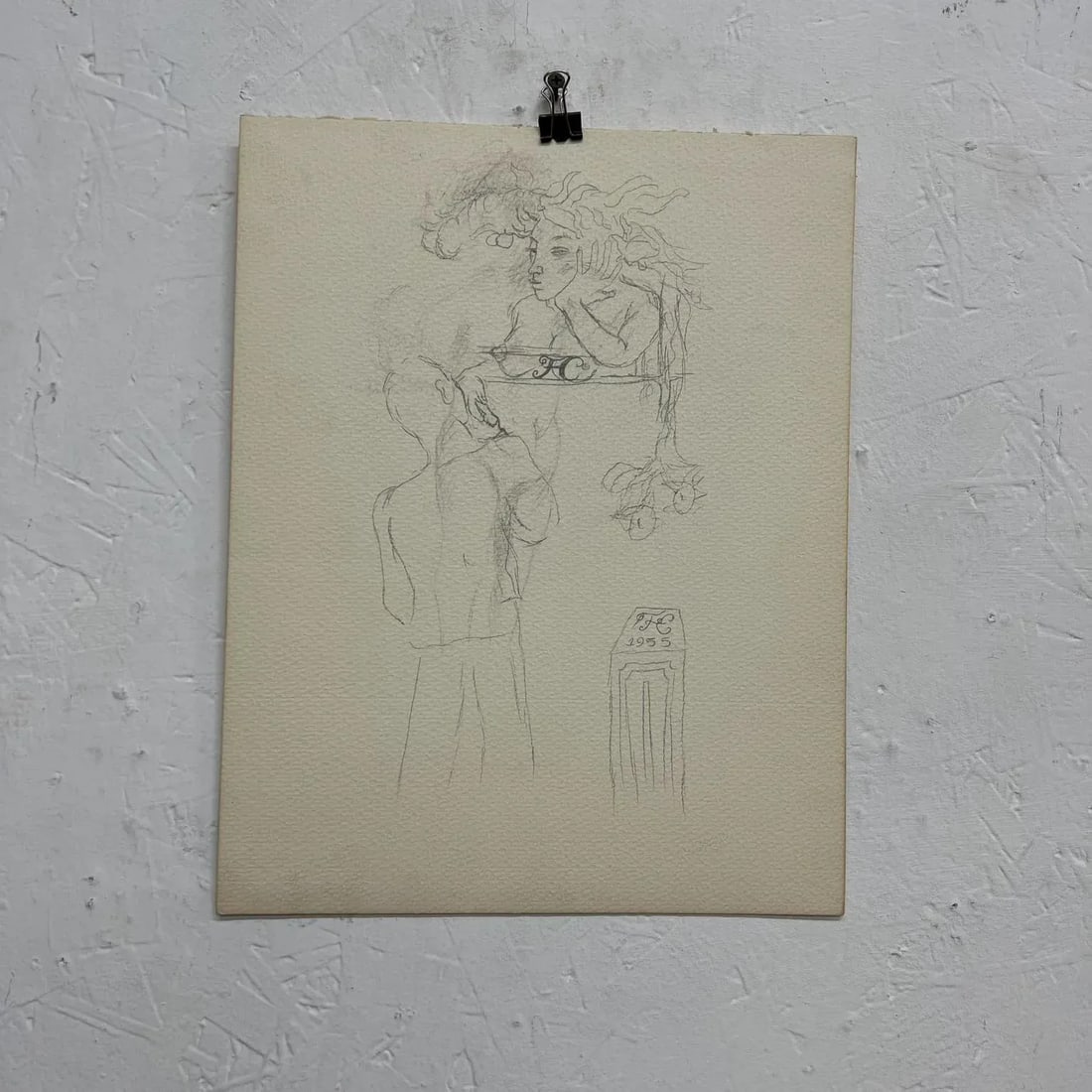 1955 Federico CantÃº Art Drawing Set of Six Sheets Pencil on Paper Mexico - 3