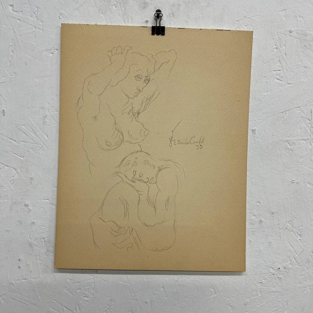 1955 Federico CantÃº Art Drawing Set of Six Sheets Pencil on Paper Mexico - 4