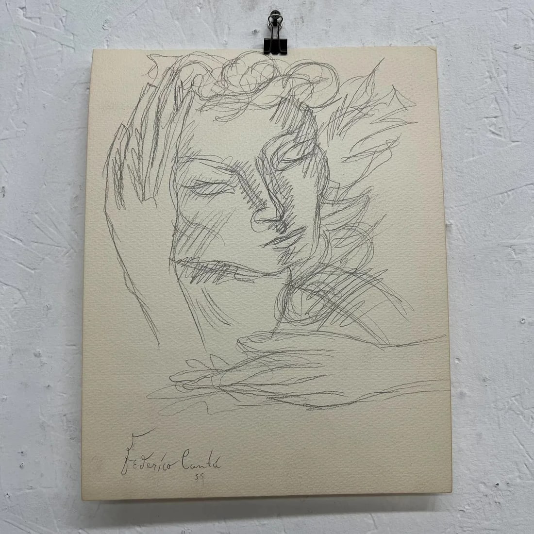 1955 Federico CantÃº Art Drawing Set of Six Sheets Pencil on Paper Mexico - 5