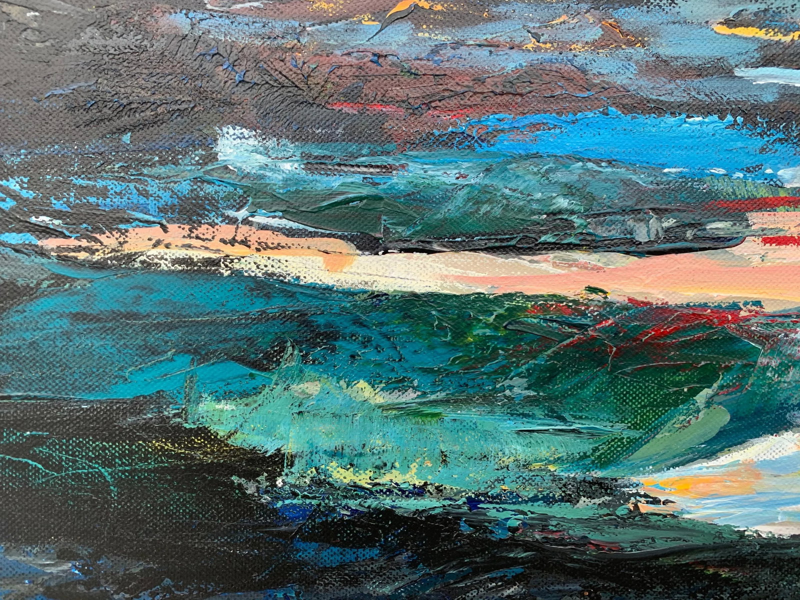 Dark Panoramic Expressive Abstract Mountain Landscape Contemporary British Art - 6