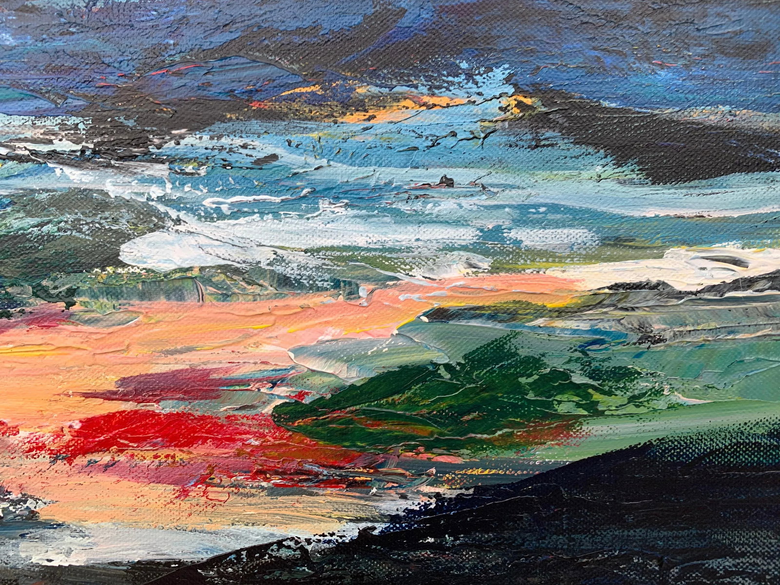 Dark Panoramic Expressive Abstract Mountain Landscape Contemporary British Art - 7