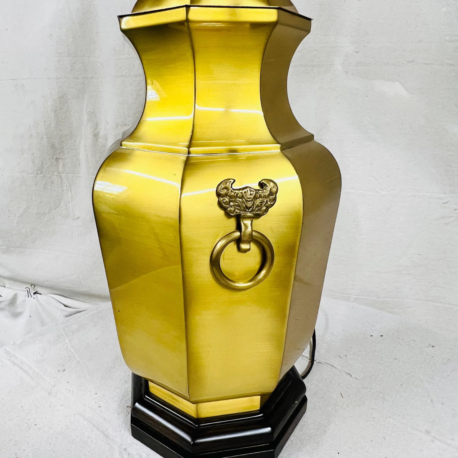 Wildwood Brushed Bright Brass Lamp With Round Knockers, Includes Shade - 3