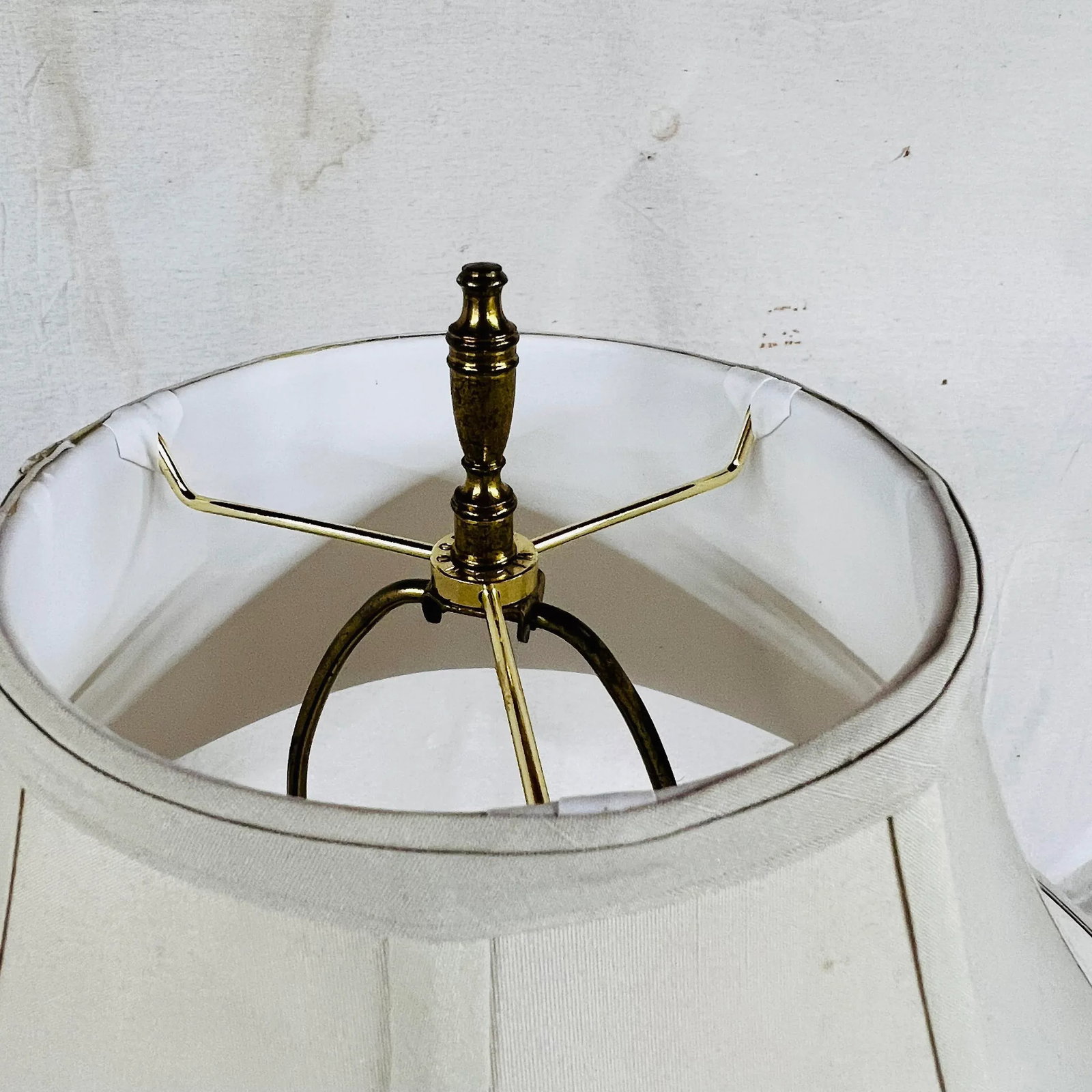 Wildwood Brushed Bright Brass Lamp With Round Knockers, Includes Shade - 5