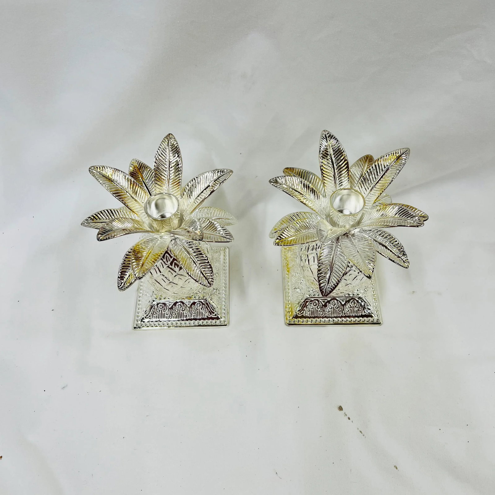 Godinger Silverplate Pineapple Candleholders - a Pair - 2