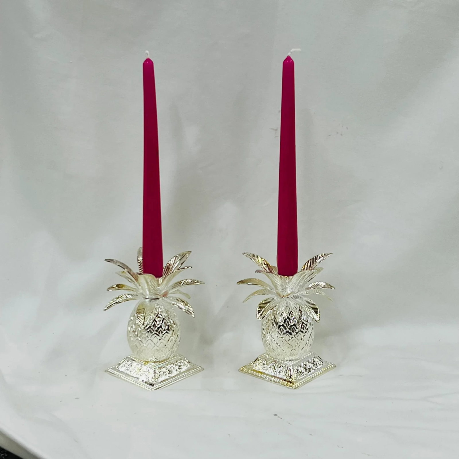 Godinger Silverplate Pineapple Candleholders - a Pair - 6
