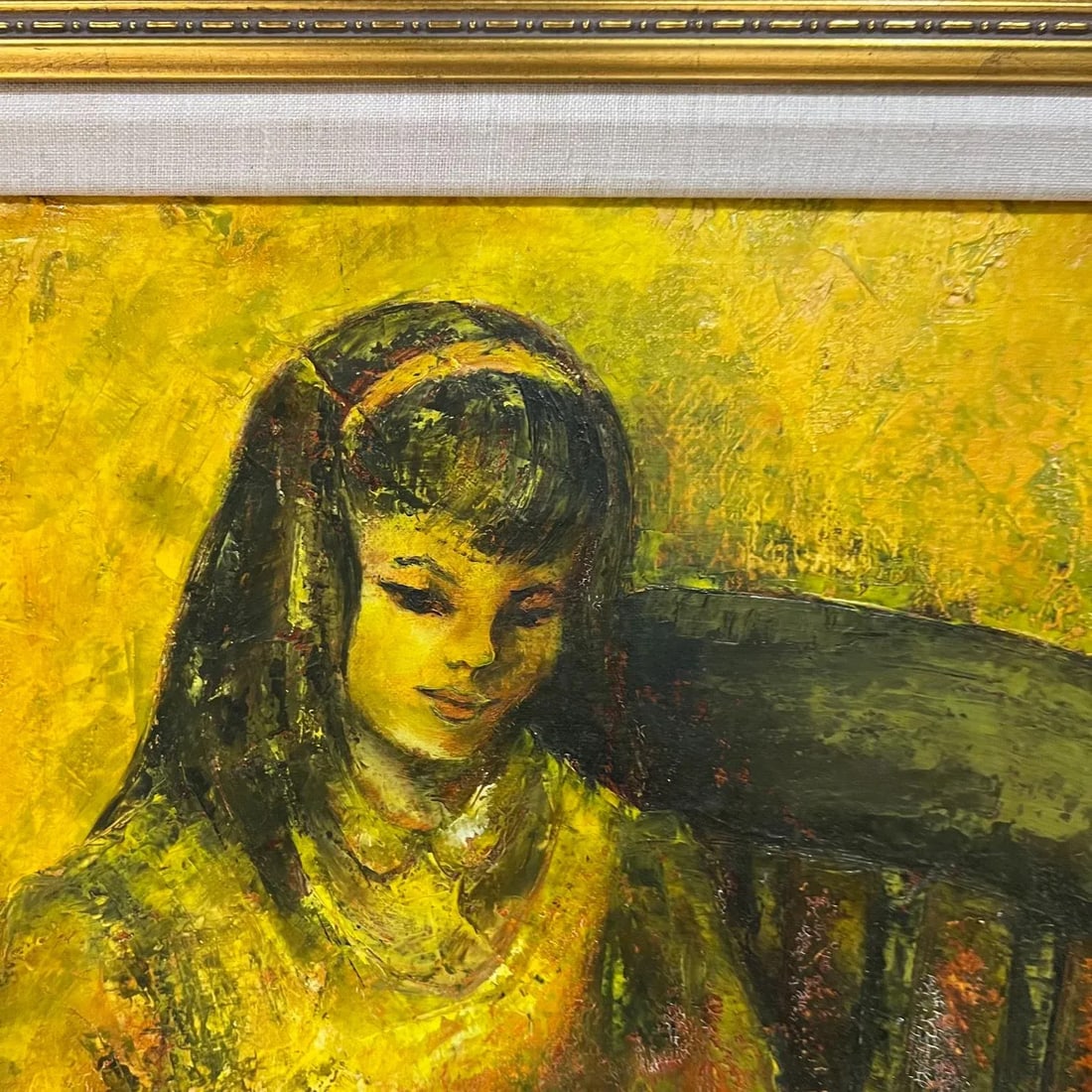 1960s Oil Painting Young Mother and Child Signed Art - 7