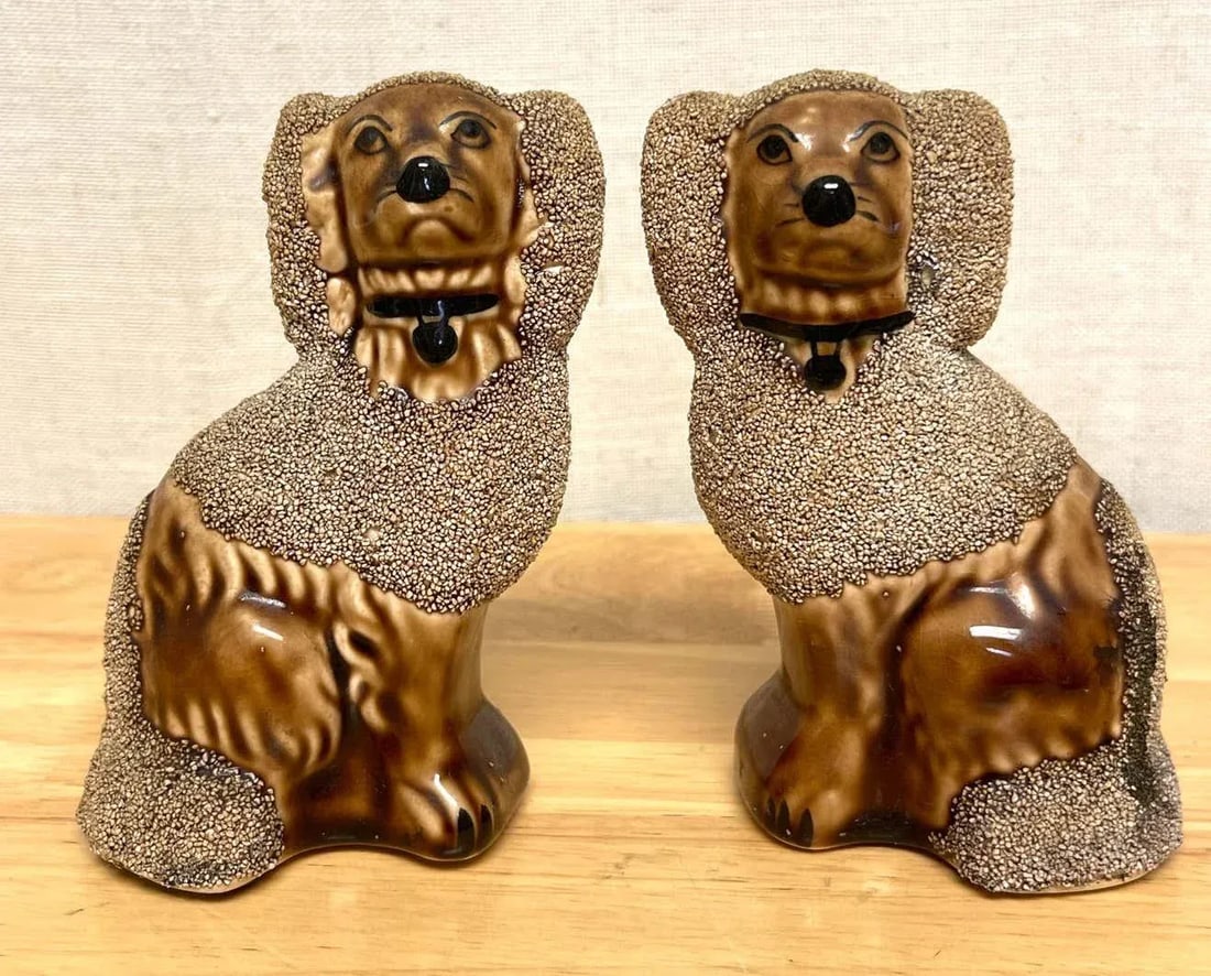 1950s Diminutive Bennington Style Rockingham-Glazed Figures of Seated Poodles - A Pair - 4