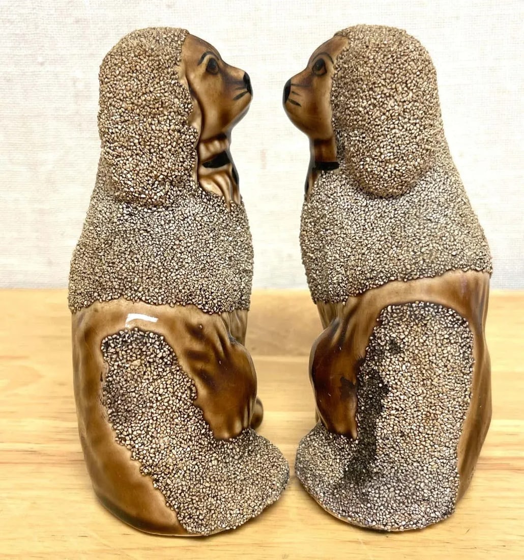 1950s Diminutive Bennington Style Rockingham-Glazed Figures of Seated Poodles - A Pair - 6