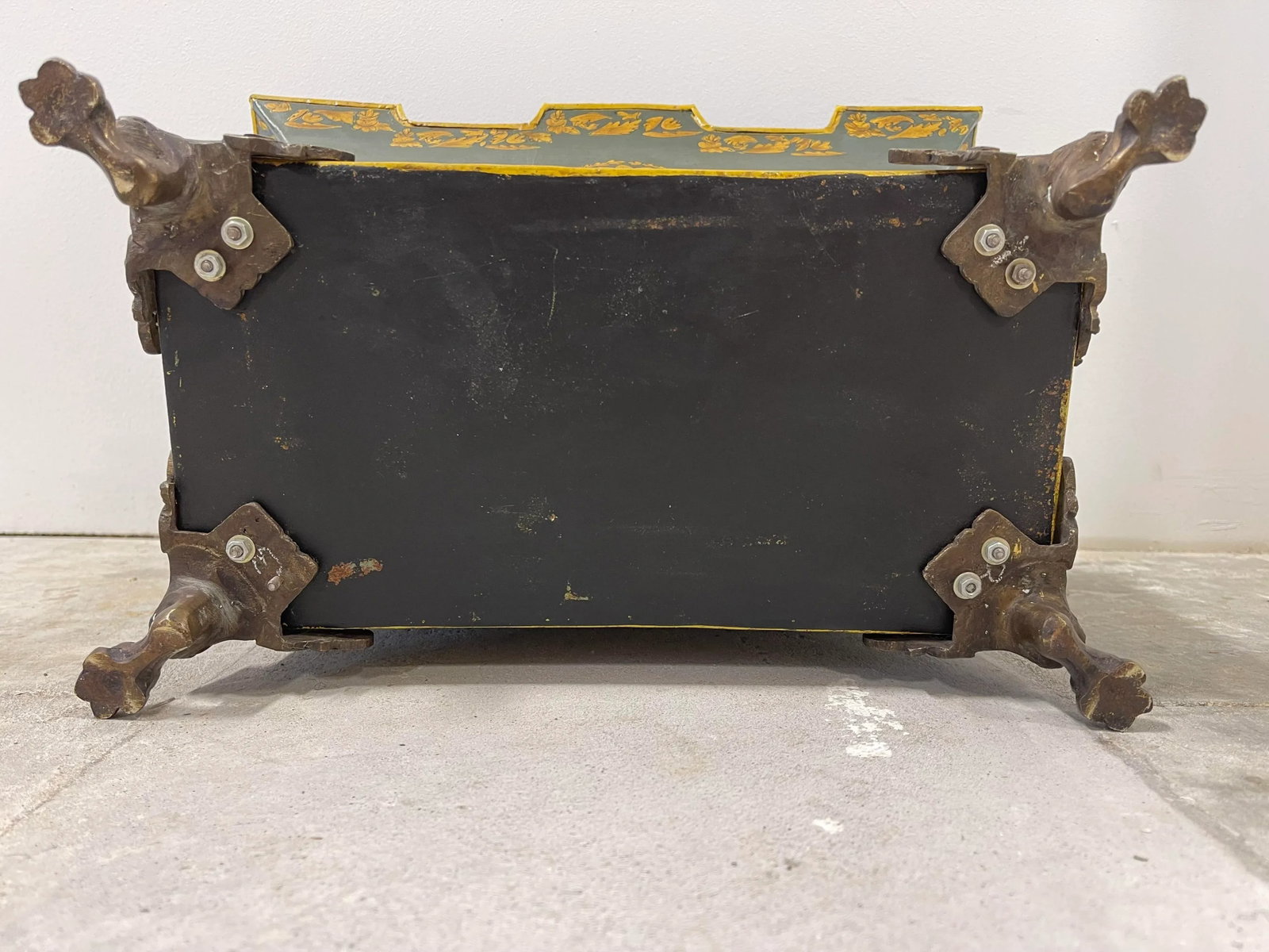 Vintage Italian Tole Planter W/ Lion Pulls - 11