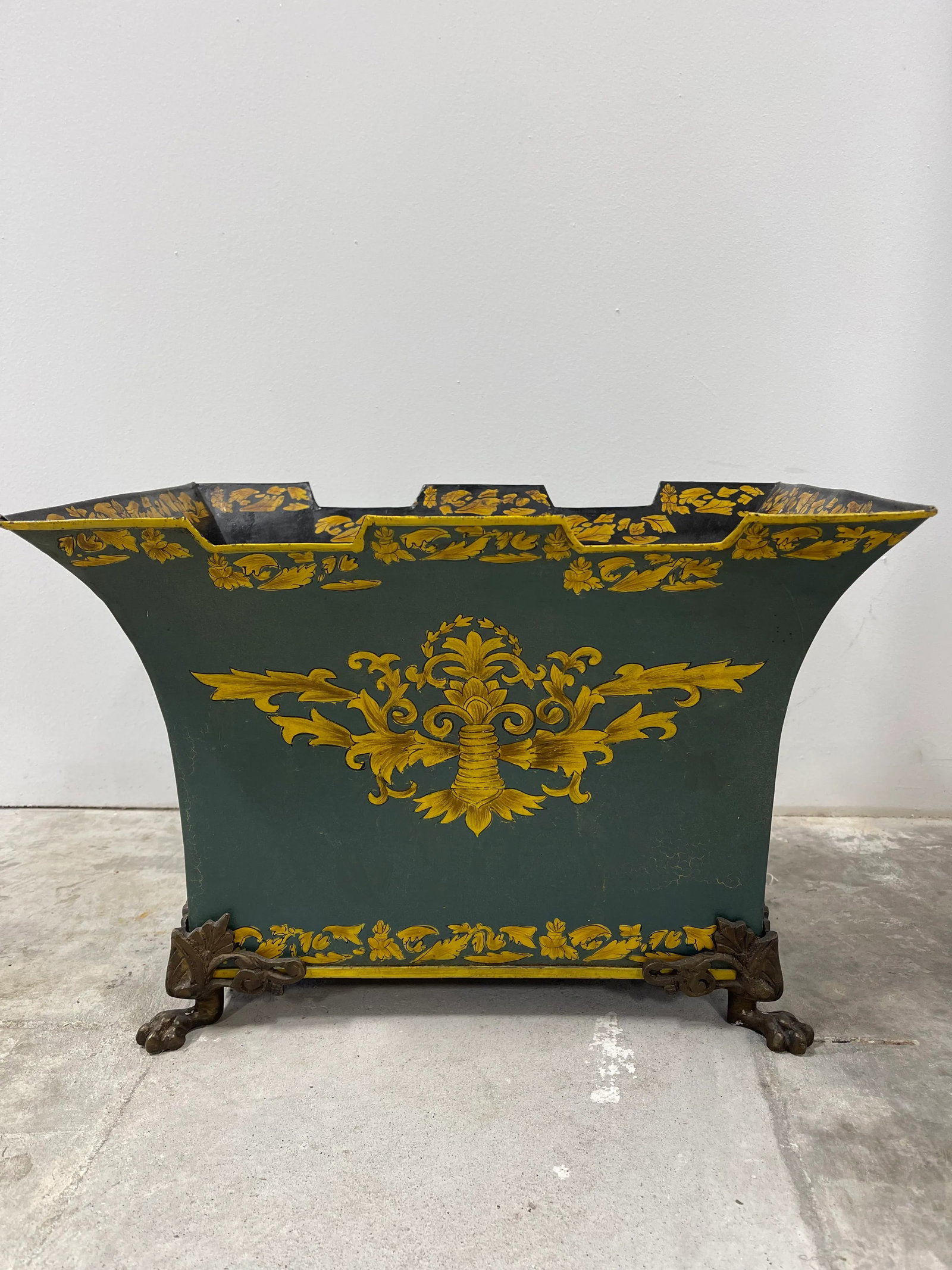 Vintage Italian Tole Planter W/ Lion Pulls - 2