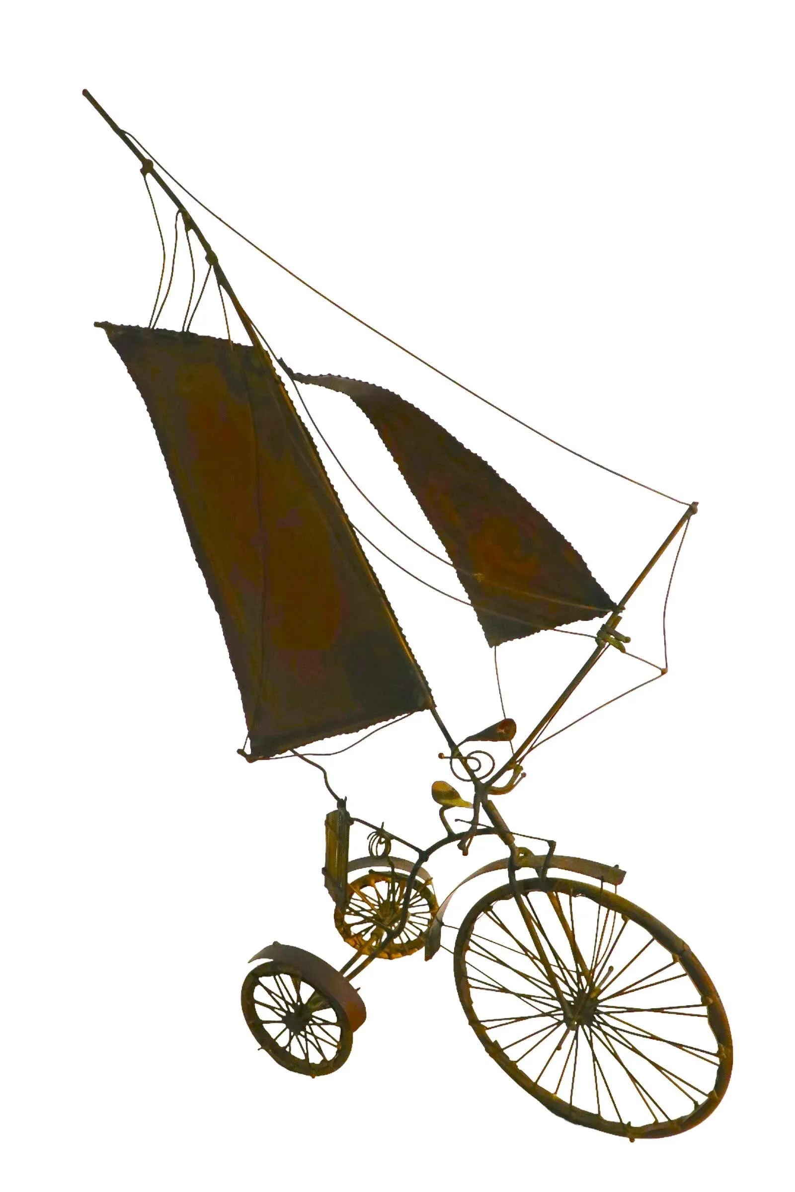 Brutalist Metal Tricycle With Sails Freestanding Sculpture Signed Illegibly, After Jere Circa 1970's - 5