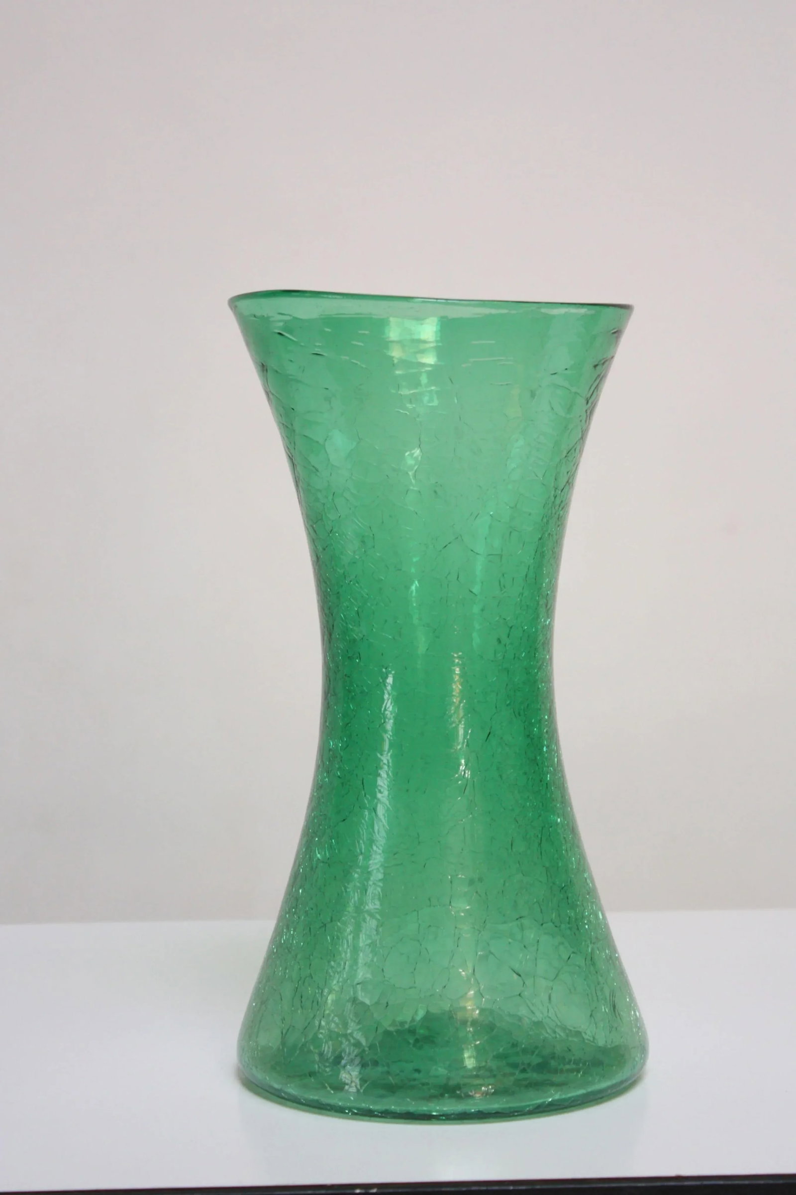 Wayne Husted for Blenko Green Crackle 'Sheaf' Vase Model 5519-M - 3