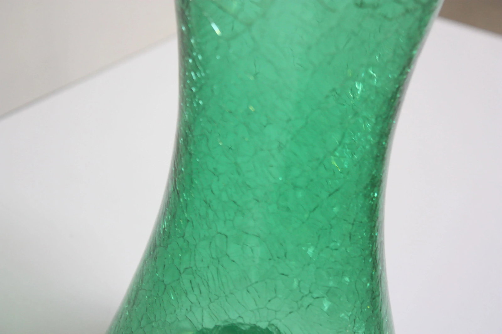 Wayne Husted for Blenko Green Crackle 'Sheaf' Vase Model 5519-M - 5