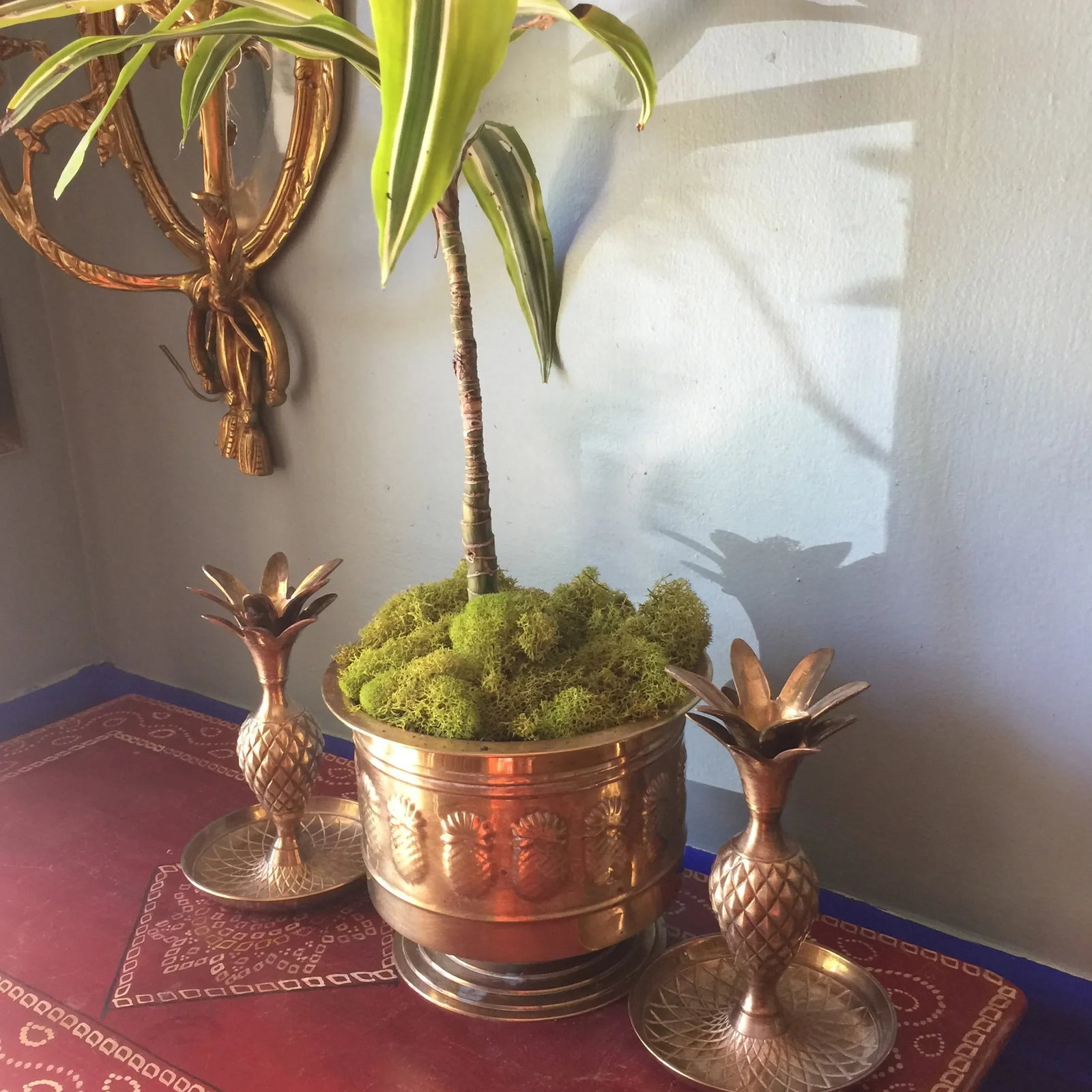 Brass Pineapple Trio of Planter and Candleholders - Set of 3 - 10