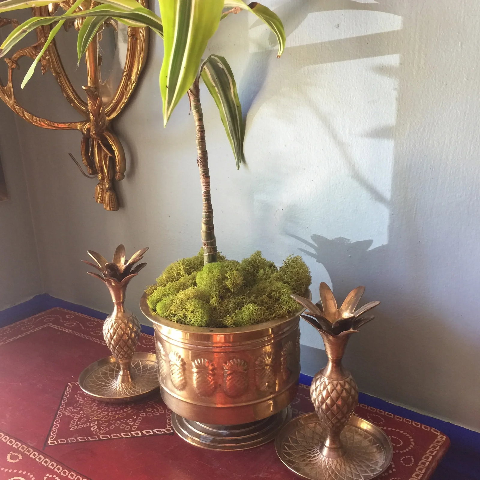 Brass Pineapple Trio of Planter and Candleholders - Set of 3 - 11