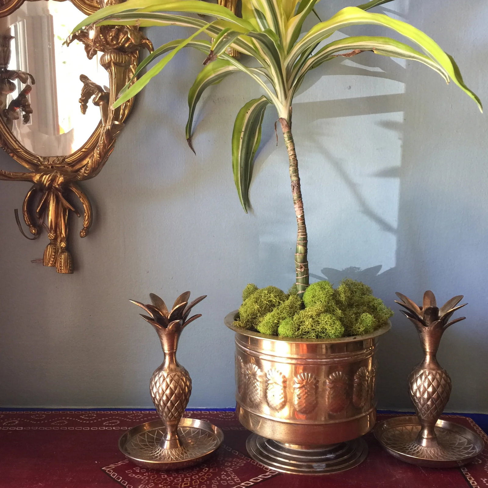 Brass Pineapple Trio of Planter and Candleholders - Set of 3 - 3
