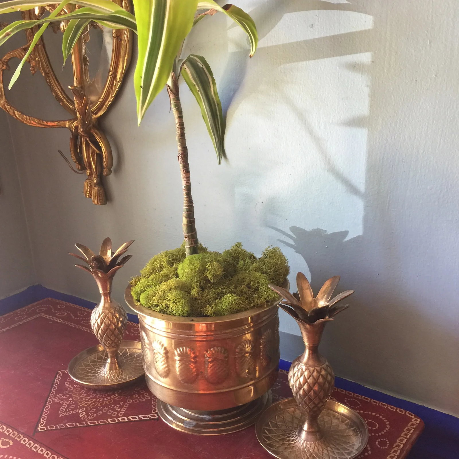 Brass Pineapple Trio of Planter and Candleholders - Set of 3 - 9