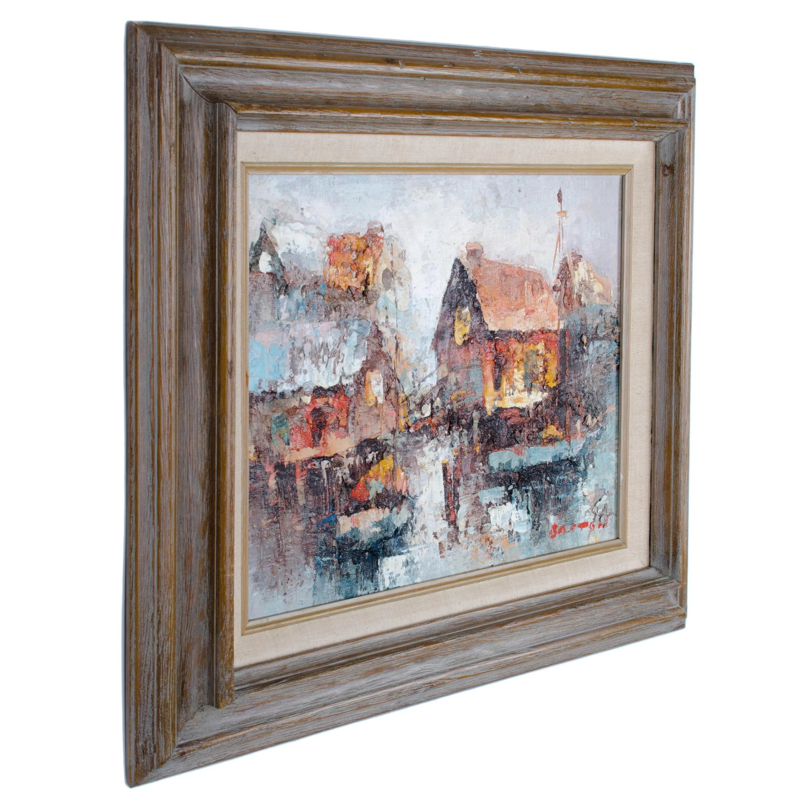 Mid Century Modern Abstract Boats in Harbor - A Pair - 4