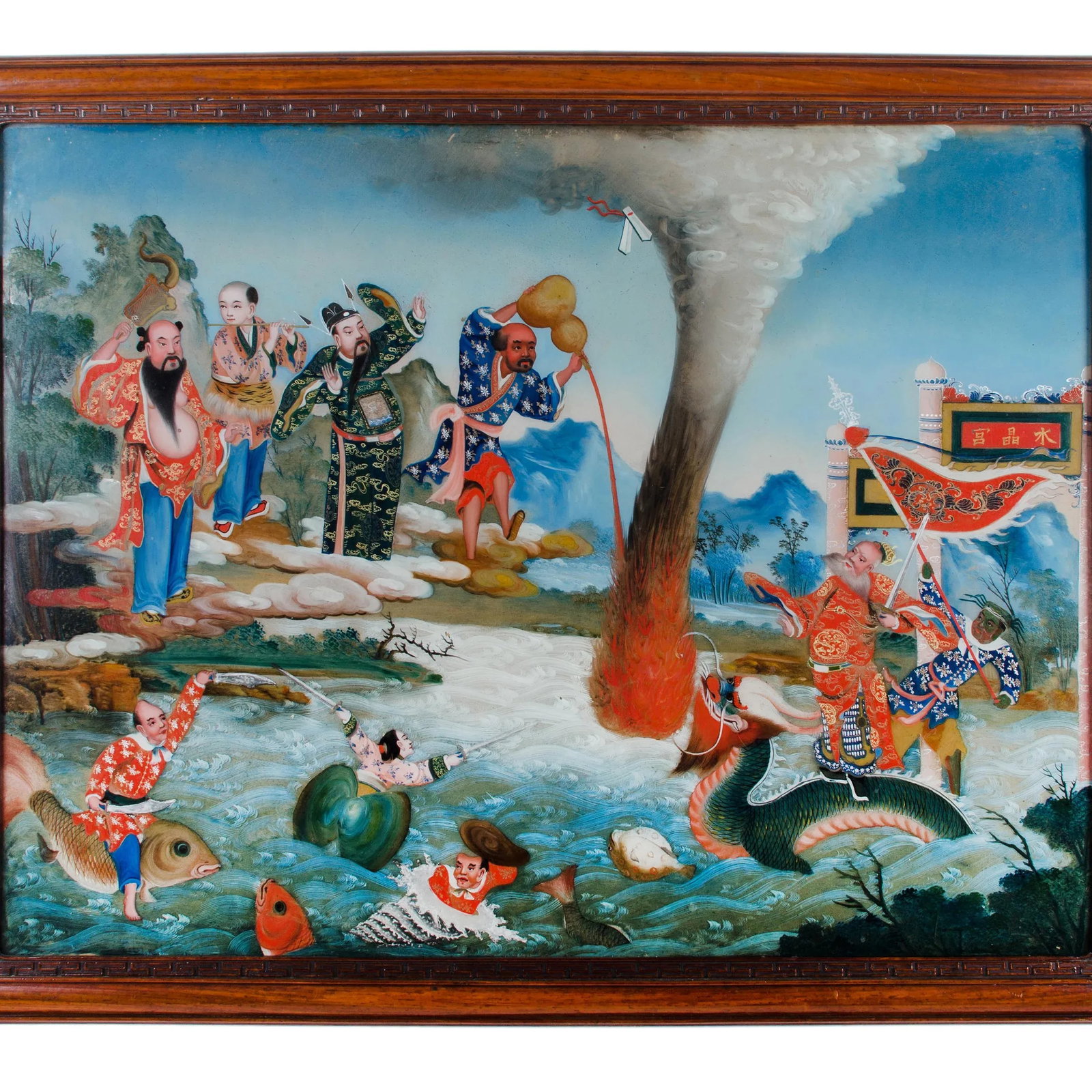 Chinese Reverse Glass Painting of the Eight Immortals - 3
